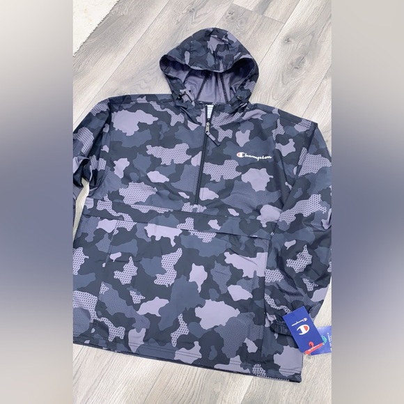 NWT💗🆕 Champion Mens Camo 1/2 Zip HOODED PULLOVER L - Picture 3 of 12